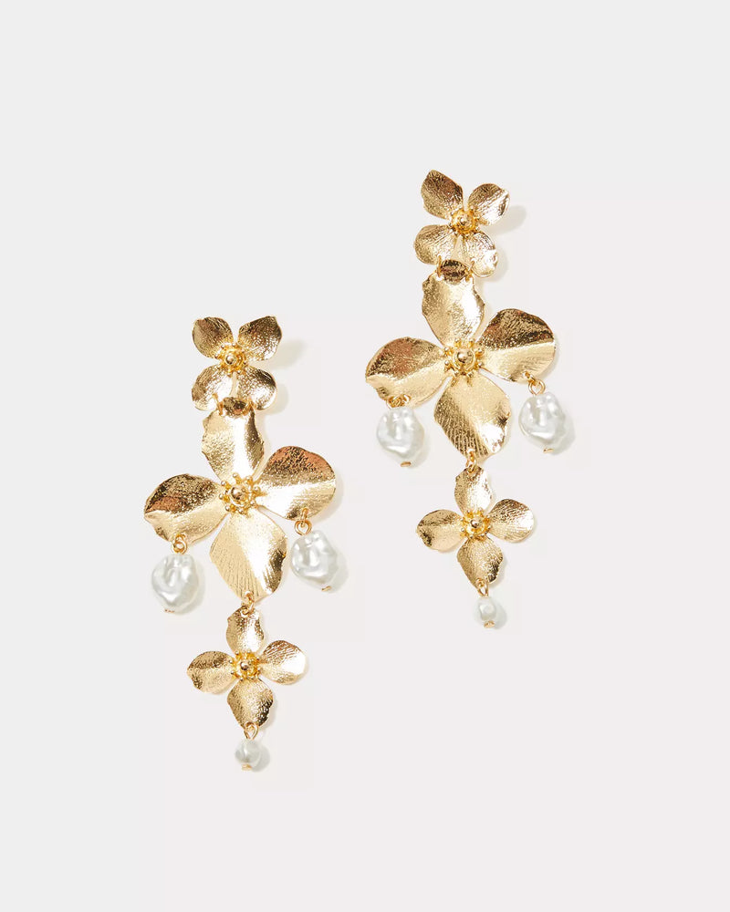 VIA FLORA EARRINGS GOLD METALLIC