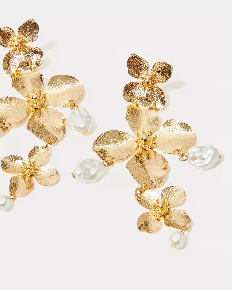 VIA FLORA EARRINGS GOLD METALLIC