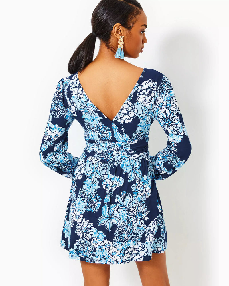 RIZA LONG-SLEEVED ROMPER LOW TIDE NAVY BOUQUET ALL DAY