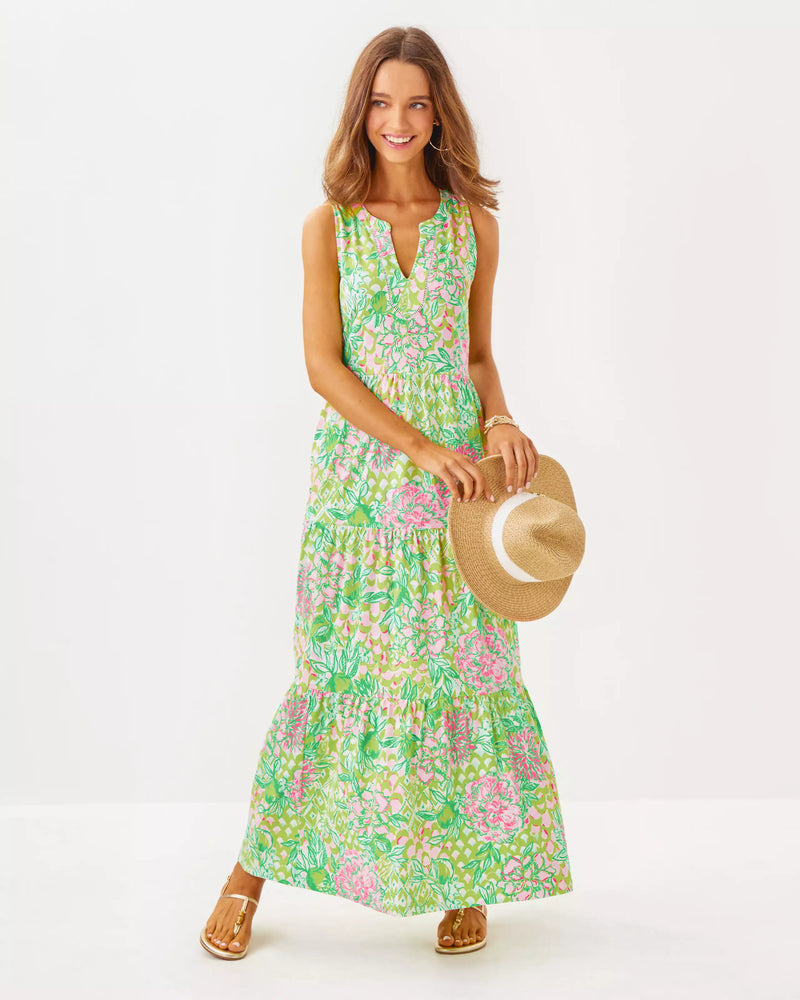 SYDNEE MAXI DRESS FAUNA GREEN LIME FEELING GOOD