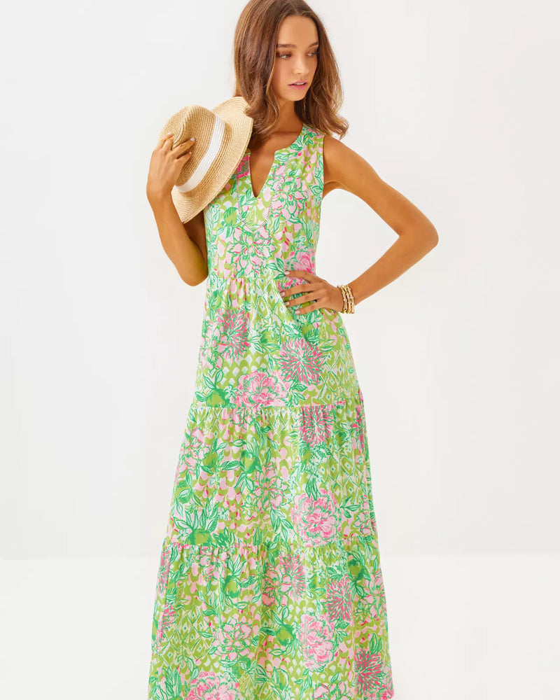 SYDNEE MAXI DRESS FAUNA GREEN LIME FEELING GOOD