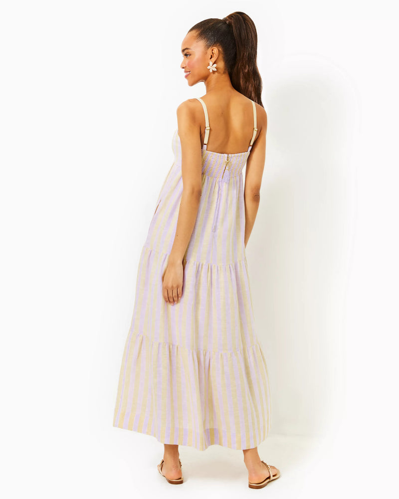 JAVANNE LINEN MAXI DRESS LILAC OPAL ISLAND SECRETS STRIPE