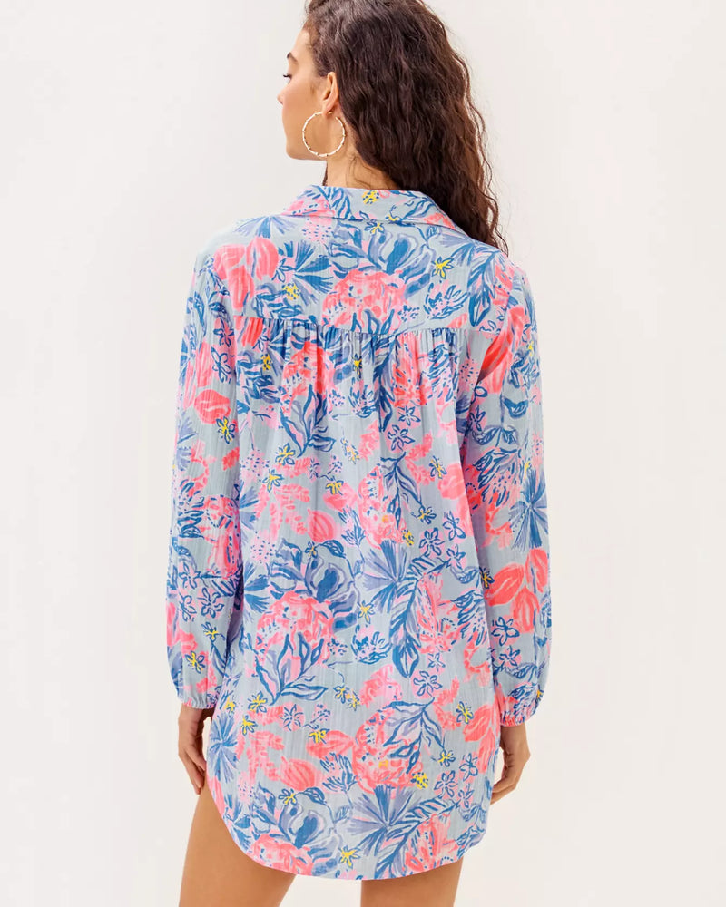 KIQUE LONG SLEEVE COVERUP MULTI ELEPHANT SPLASH