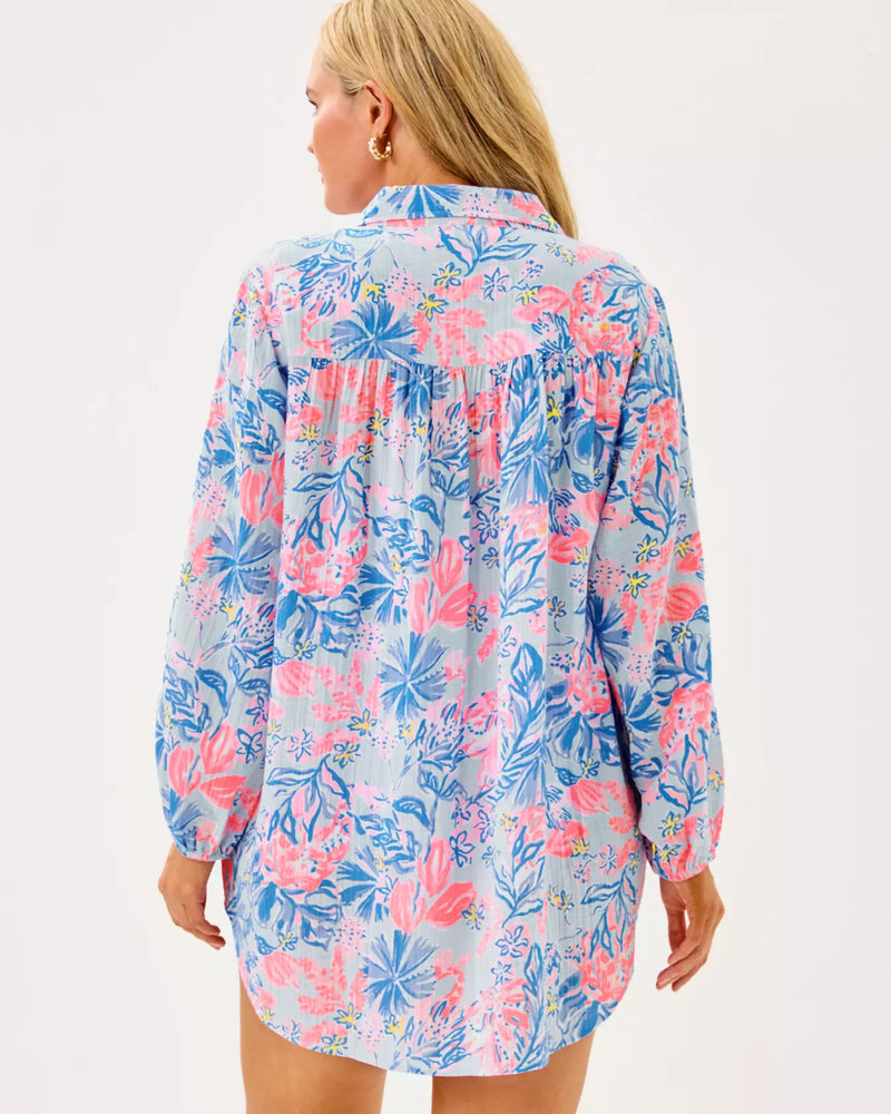KIQUE LONG SLEEVE COVERUP MULTI ELEPHANT SPLASH