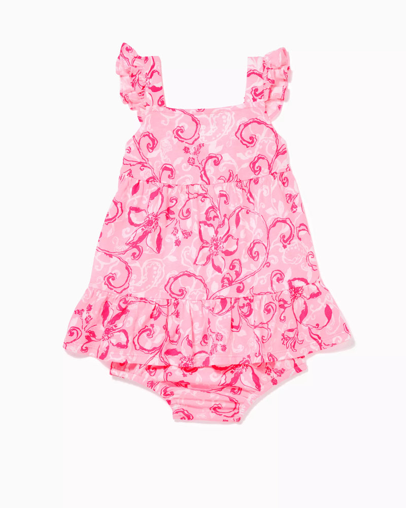 CHARLIZE INFANT DRESS CONCH SHELL PINK FLAMINGLE GARDEN