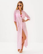 NATALIE MAXI COVERUP CONCH SHELL PINK LTWT OXFORD STRIPE