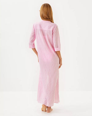 NATALIE MAXI COVERUP CONCH SHELL PINK LTWT OXFORD STRIPE