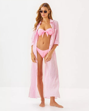 NATALIE MAXI COVERUP CONCH SHELL PINK LTWT OXFORD STRIPE