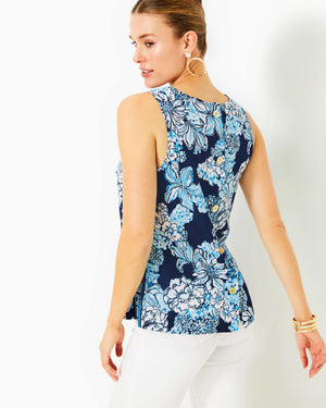 IONA SLEEVELESS TOP LOW TIDE NAVY BOUQUET ALL DAY ENGINEERED WOVEN TOP