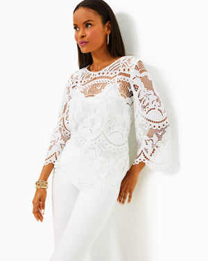 OAKLYNN TUNIC RESORT WHITE PALMS IN PARADISE LACE