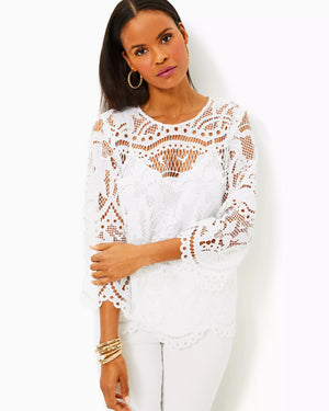 OAKLYNN TUNIC RESORT WHITE PALMS IN PARADISE LACE