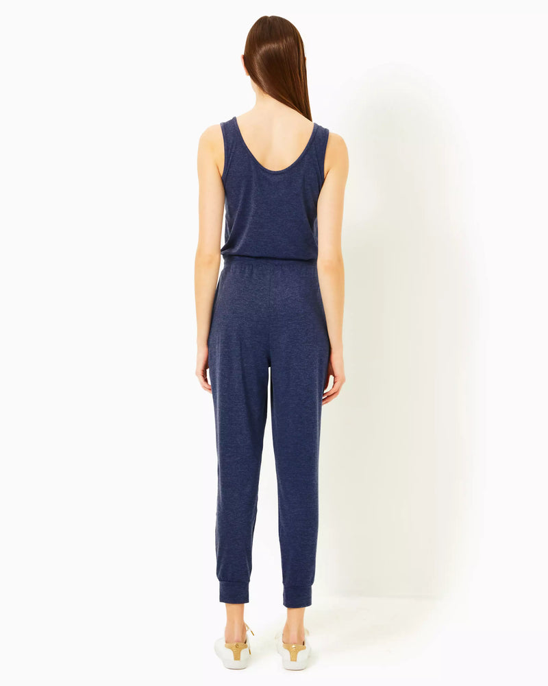 MAISIE UPF 50+ JUMPSUIT HEATHERED MED BLUE X NOIR