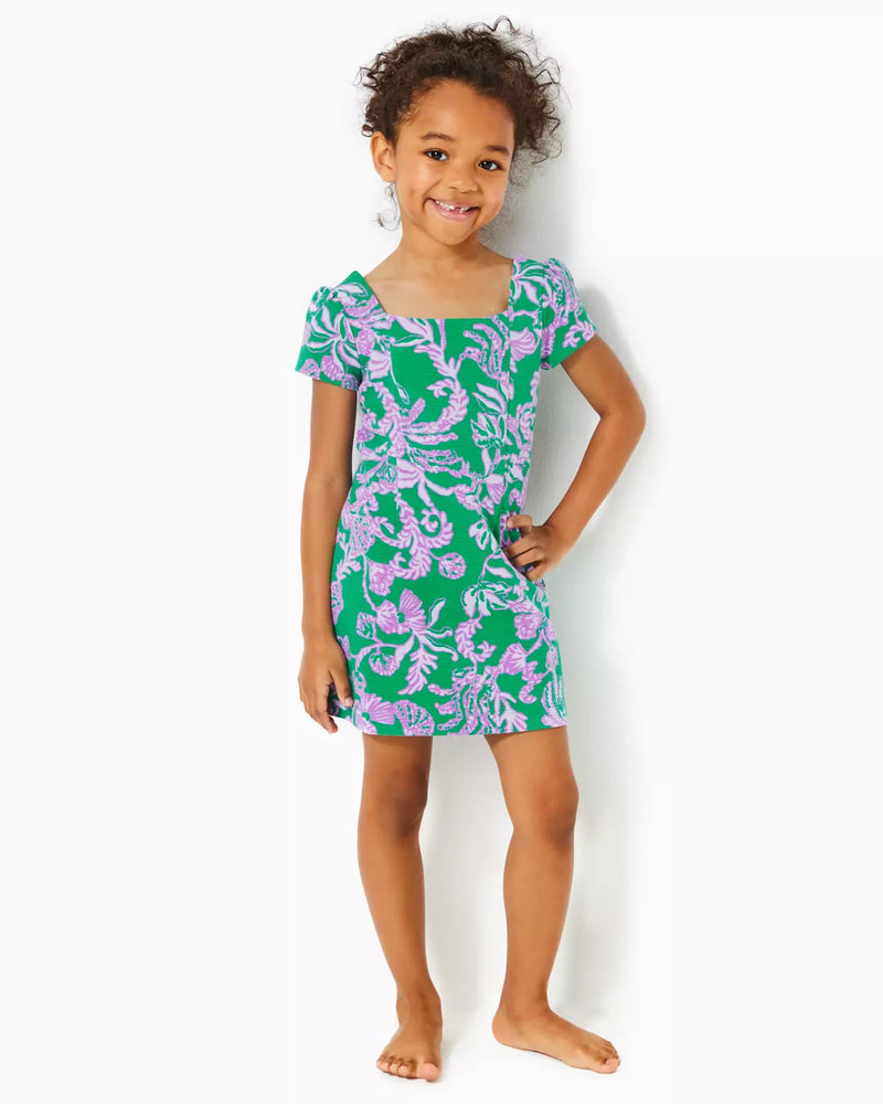 GIRLS MINI MONTREY DRESS BRAZILIAN GREEN SALTY SANDBAR