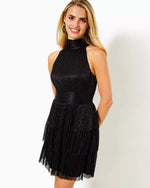 WYN DRESS NOIR METALLIC KNIT CRINKLE