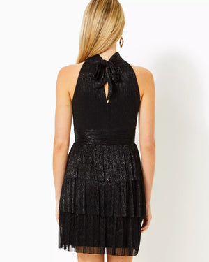 WYN DRESS NOIR METALLIC KNIT CRINKLE