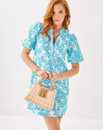 MIALEIGH ELBOW SLEEVE LINEN DRESS JACARANDA BLUE SIMPLY THE ZEST