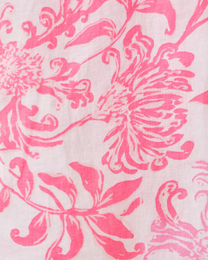 MIALEIGH ELBOW SLEEVE LINEN DRESS ROUSSEAU PINK GLISTEN IN THE SUN