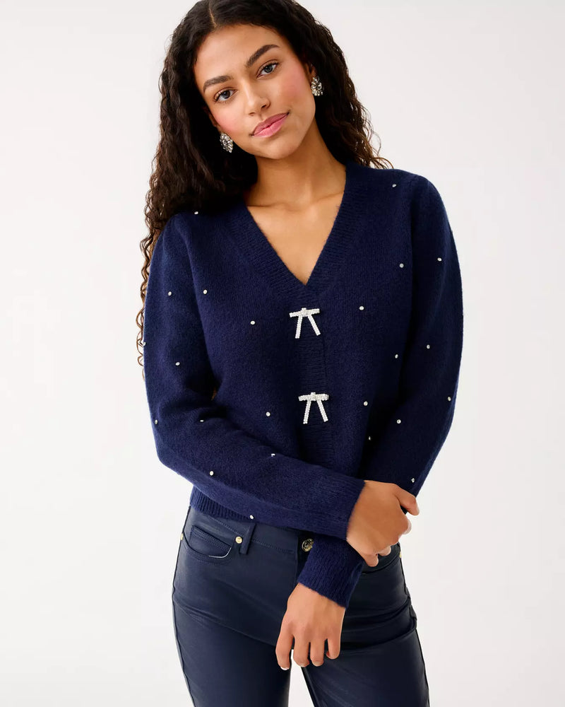 ELLORIE SWEATER TRUE NAVY PARADISE RHINESTONES