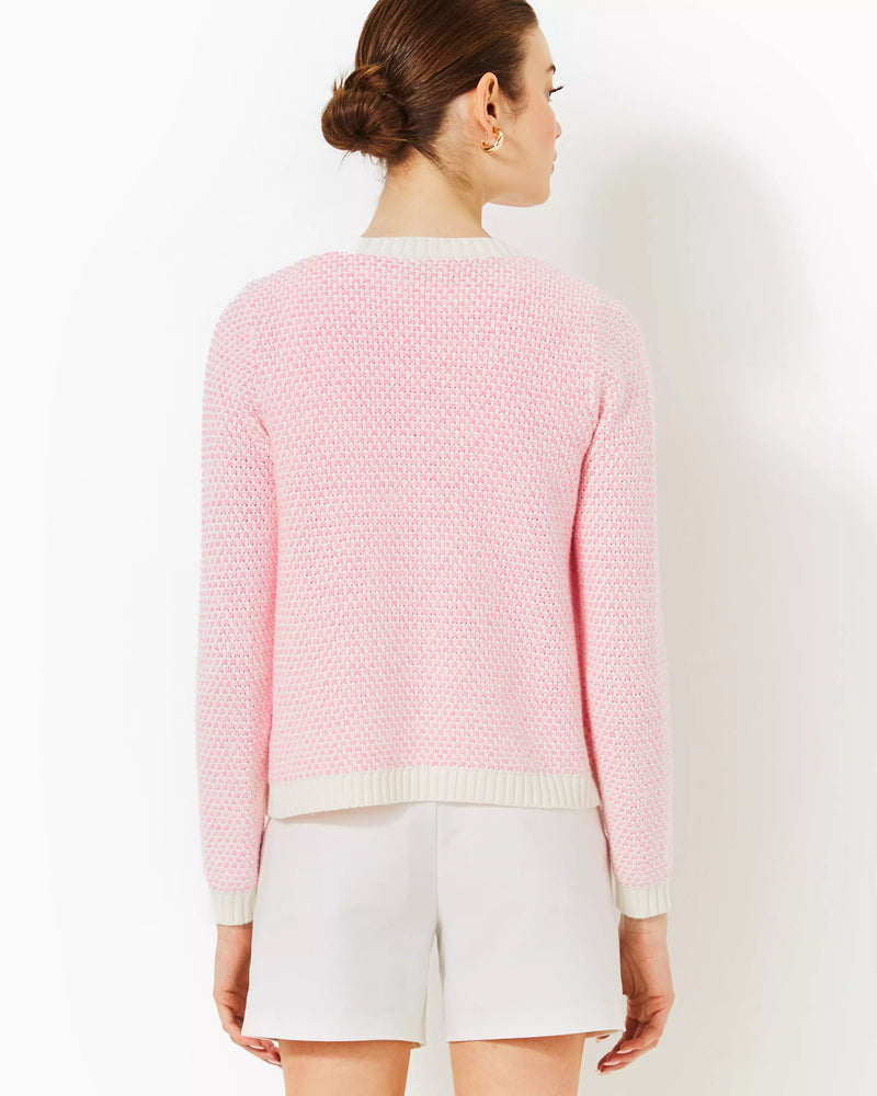 CAVAN SWEATER SET HEATHERED CONCH SHELL PINK COASTAL CHECK