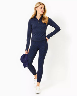 WEEKENDER HIGH RISE LEGGING LOW TIDE NAVY TWISTED UP ACTIVE JACQUARD