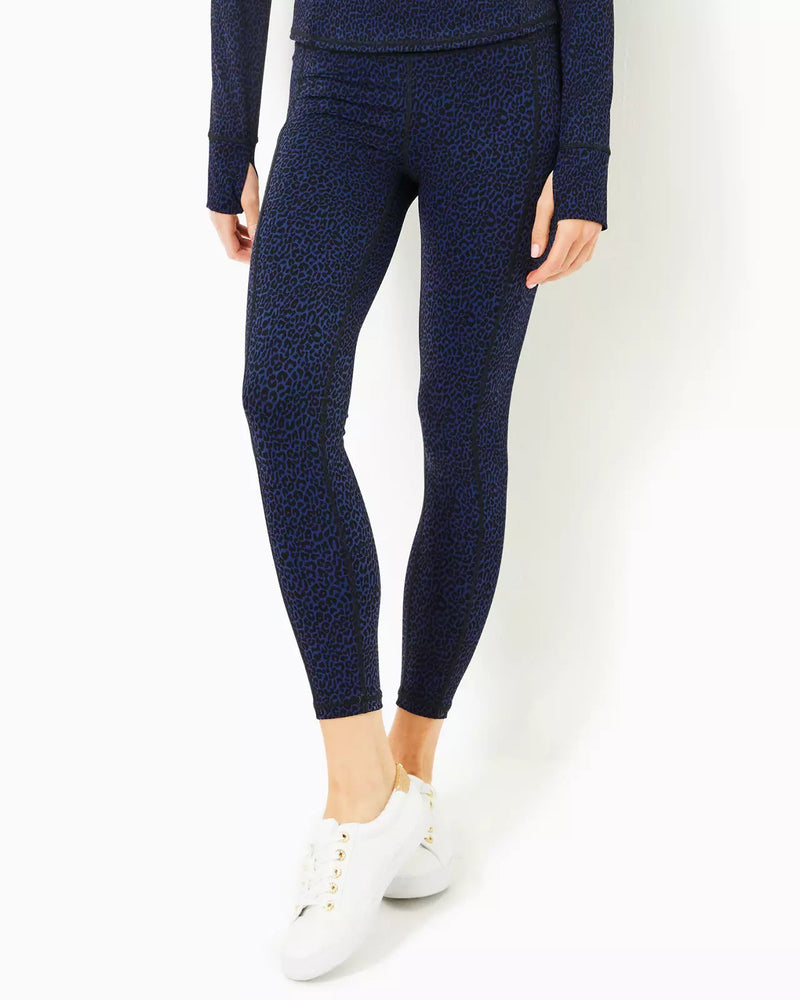 WEEKENDER HIGH RISE LEGGING LOW TIDE NAVY TWISTED UP ACTIVE JACQUARD