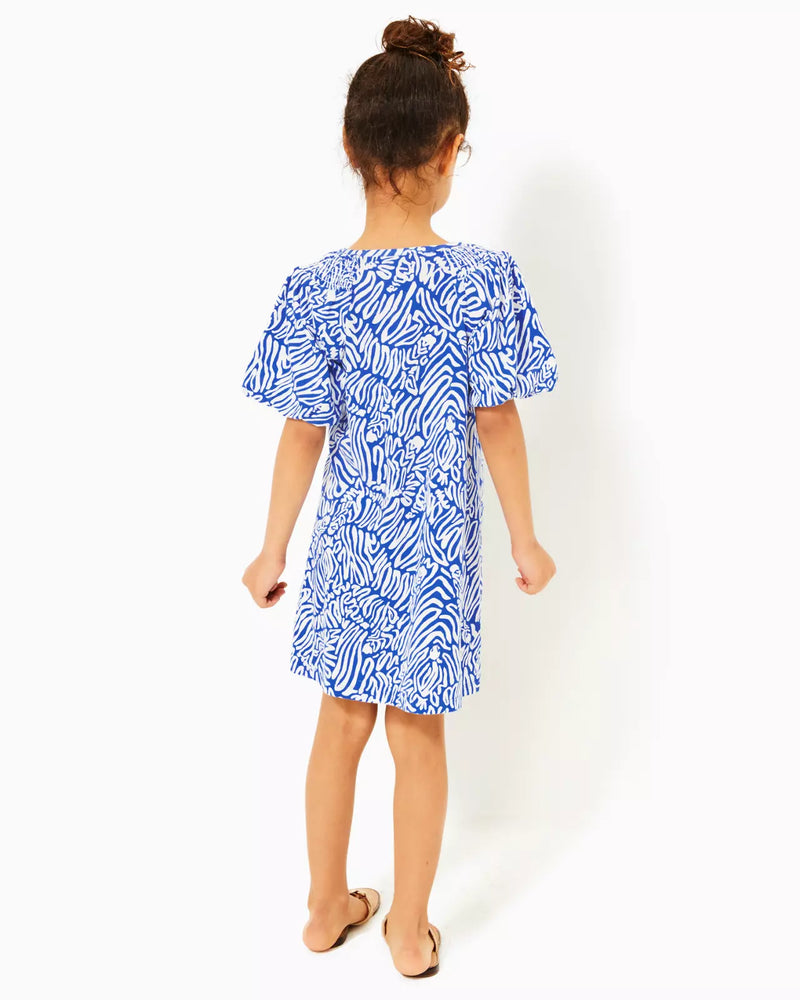 GIRLS MINI ROSEN DRESS MARTINIQUE BLUE ZEE BEBE