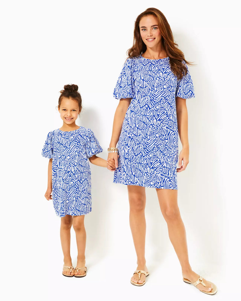 GIRLS MINI ROSEN DRESS MARTINIQUE BLUE ZEE BEBE