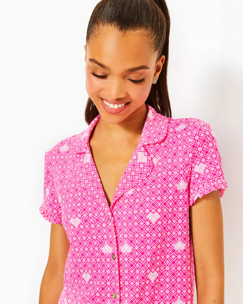 VALAINE PJ TOP PASSION FRUIT PINK FLUTTERING HEARTS