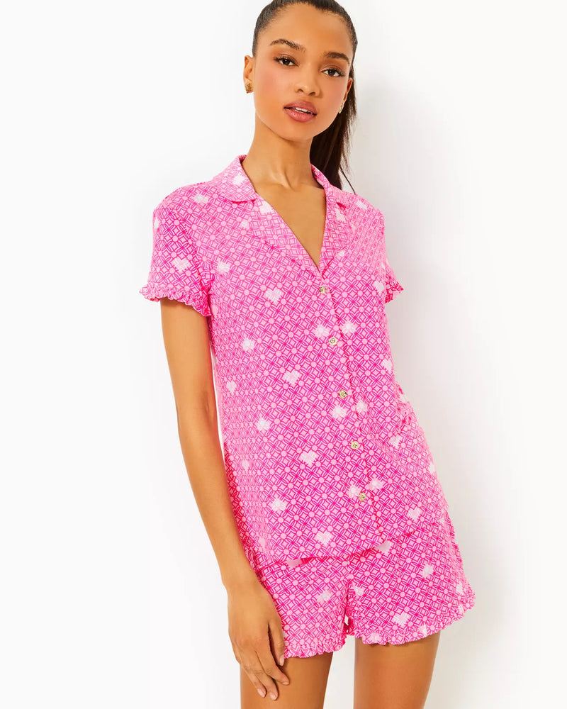 AUGUSTINA PJ SHORT PASSION FRUIT PINK FLUTTERING HEARTS