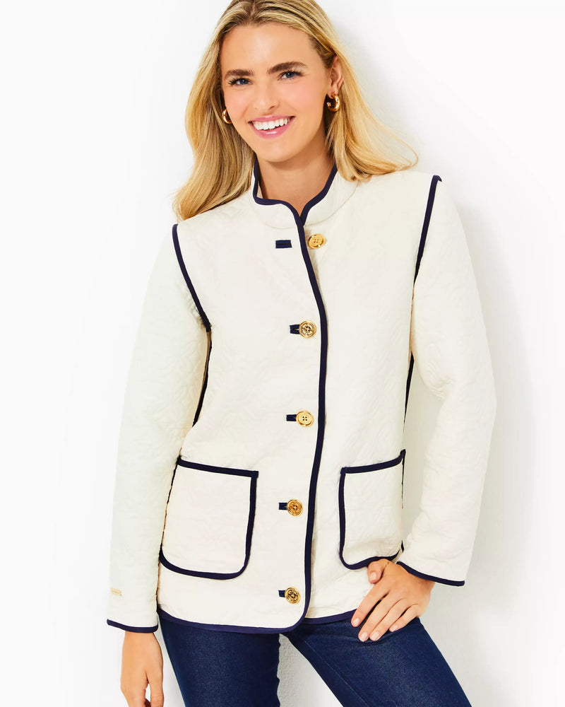 GEORGINE QUILTED JACKET COCONUT QUILTED BUTTERFLY PATTERN