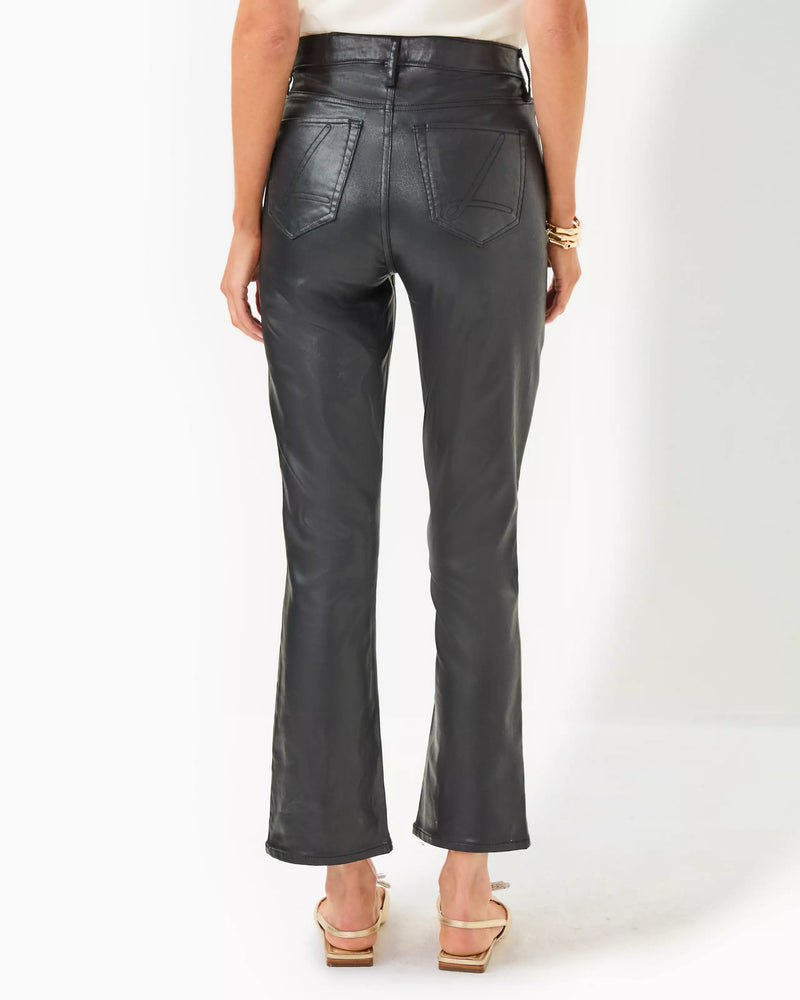 LIZA COATED CROP FLARE PANT NOIR