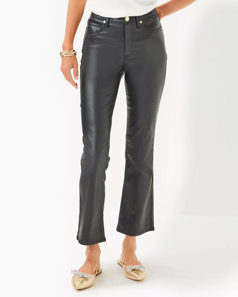 LIZA COATED CROP FLARE PANT NOIR