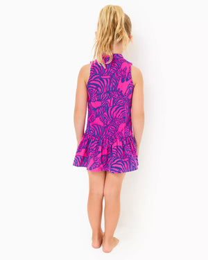 GIRLS MINI FEDERICA DRESS UPF 50 PASSION FRUIT PINK WILD NIGHTS