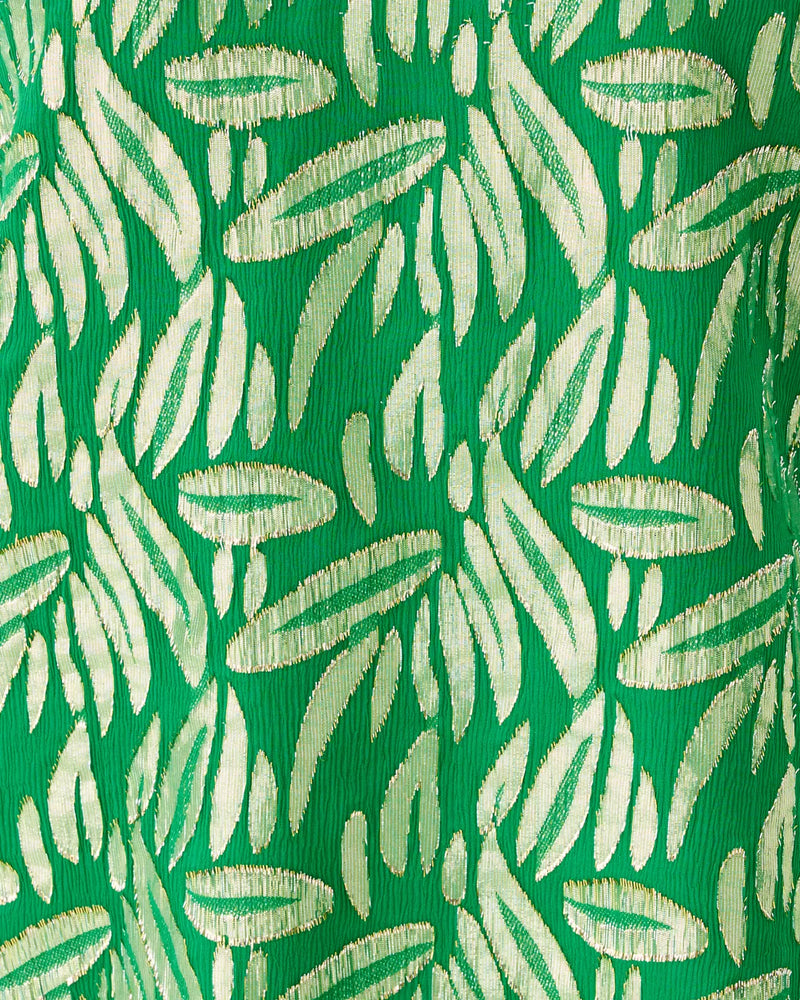 GIANA LONG SLEEVE SILK TOP BAMBOO GREEN LEAFY BABE METALLIC SILK CLIP