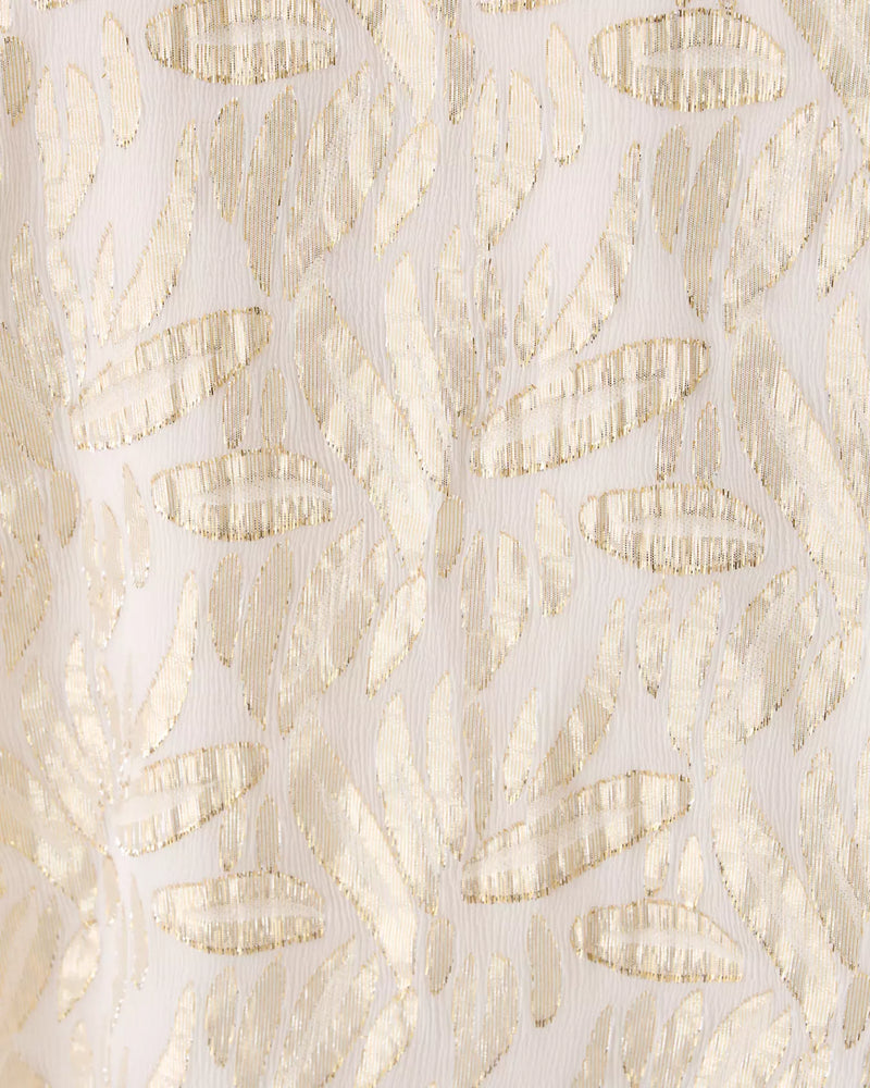 GIANA LONG SLEEVE SILK TOP COCONUT LEAFY BABE METALLIC SILK CLIP