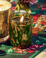 SPECKLED HOLIDAY CANDLE GREEN/GOLD SPECKLED