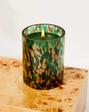 SPECKLED HOLIDAY CANDLE GREEN/GOLD SPECKLED