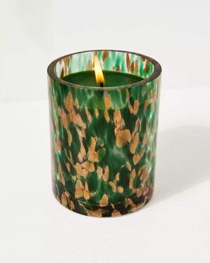 SPECKLED HOLIDAY CANDLE GREEN/GOLD SPECKLED