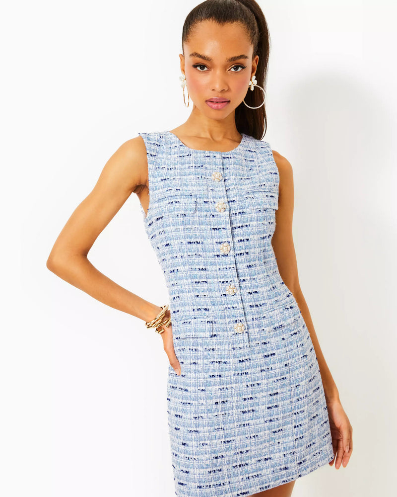 BINDY SHIFT ROMPER BONAIRE BLUE COASTAL VIBES BOUCLE