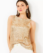 JARET KNIT TOP GOLD METALLIC TREASURE BOX SEQUIN KNIT