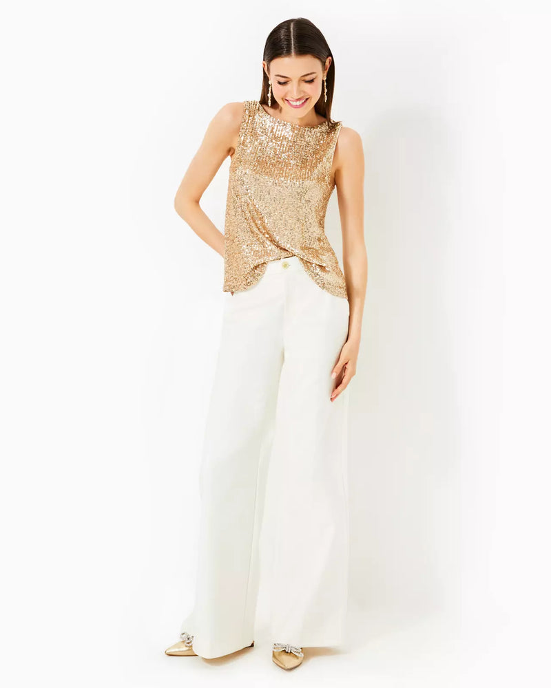 JARET KNIT TOP GOLD METALLIC TREASURE BOX SEQUIN KNIT