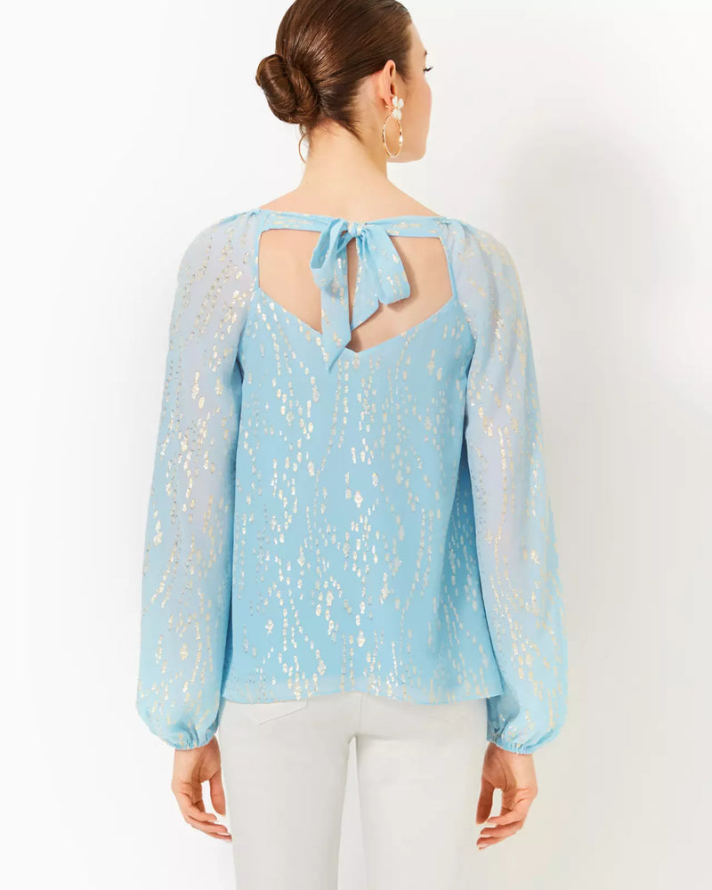 NORALEEN SILK TOP BONAIRE BLUE FISH CLIP CHIFFON