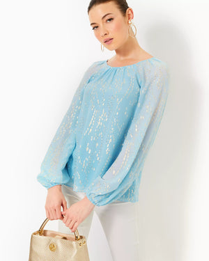 NORALEEN SILK TOP BONAIRE BLUE FISH CLIP CHIFFON