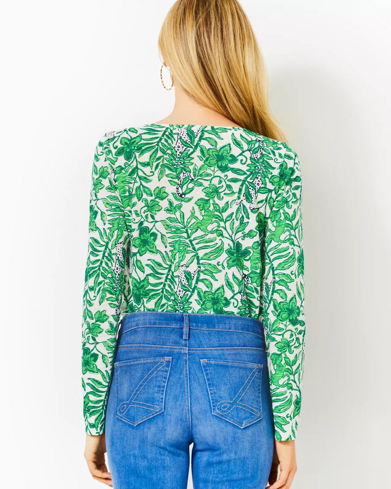 ETTA SCOOP-NECK LONG SLEEVE FIDDLE LEAF GREEN LIL ESCAPE PLAN