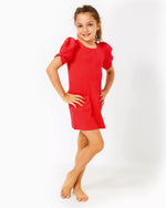 GIRLS TASLIM SHIFT ROCOCO RED WAVY KNIT JACQUARD