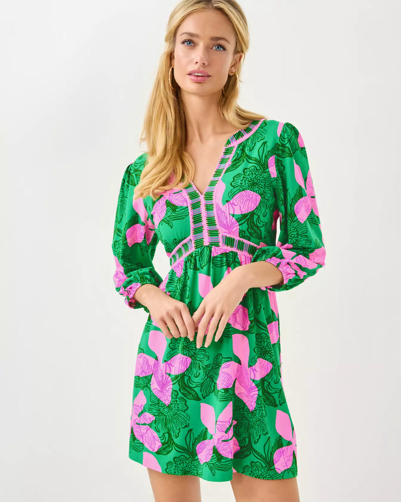 WEXLEE SKIRTED ROMPER KITTS GREEN SUNSET SHADOWS ENGINEERED