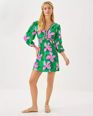 WEXLEE SKIRTED ROMPER KITTS GREEN SUNSET SHADOWS ENGINEERED