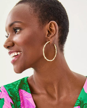 BAMBOO FOREST HOOP EARRING GOLD METALLIC