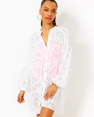 ANDRAE COVERUP RESORT WHITE POLY CREPE SWIRL CLIP