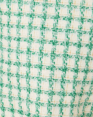 GIRLS LITTLE LILLY SHORT SLEEVE SHIFT DRESS FIDDLE LEAF GREEN WINDOWPANE BOUCLE